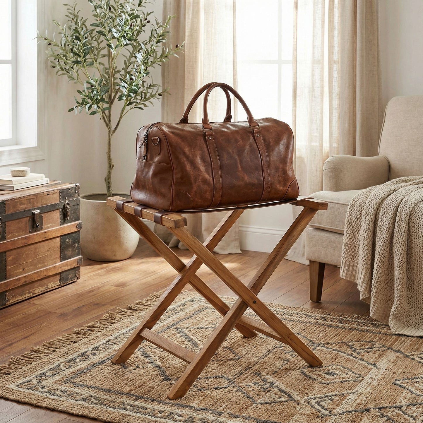 Bare Decor Daniel Luggage Rack with X-Legs