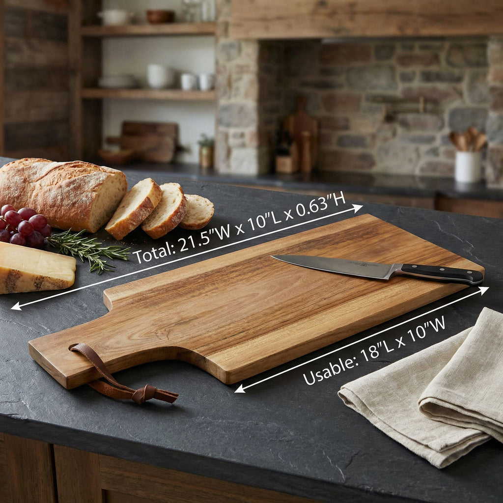 Bare Decor Lulu Chopping Cutting Board in Solid Teak Natural Wood 21.5x10x5/8"