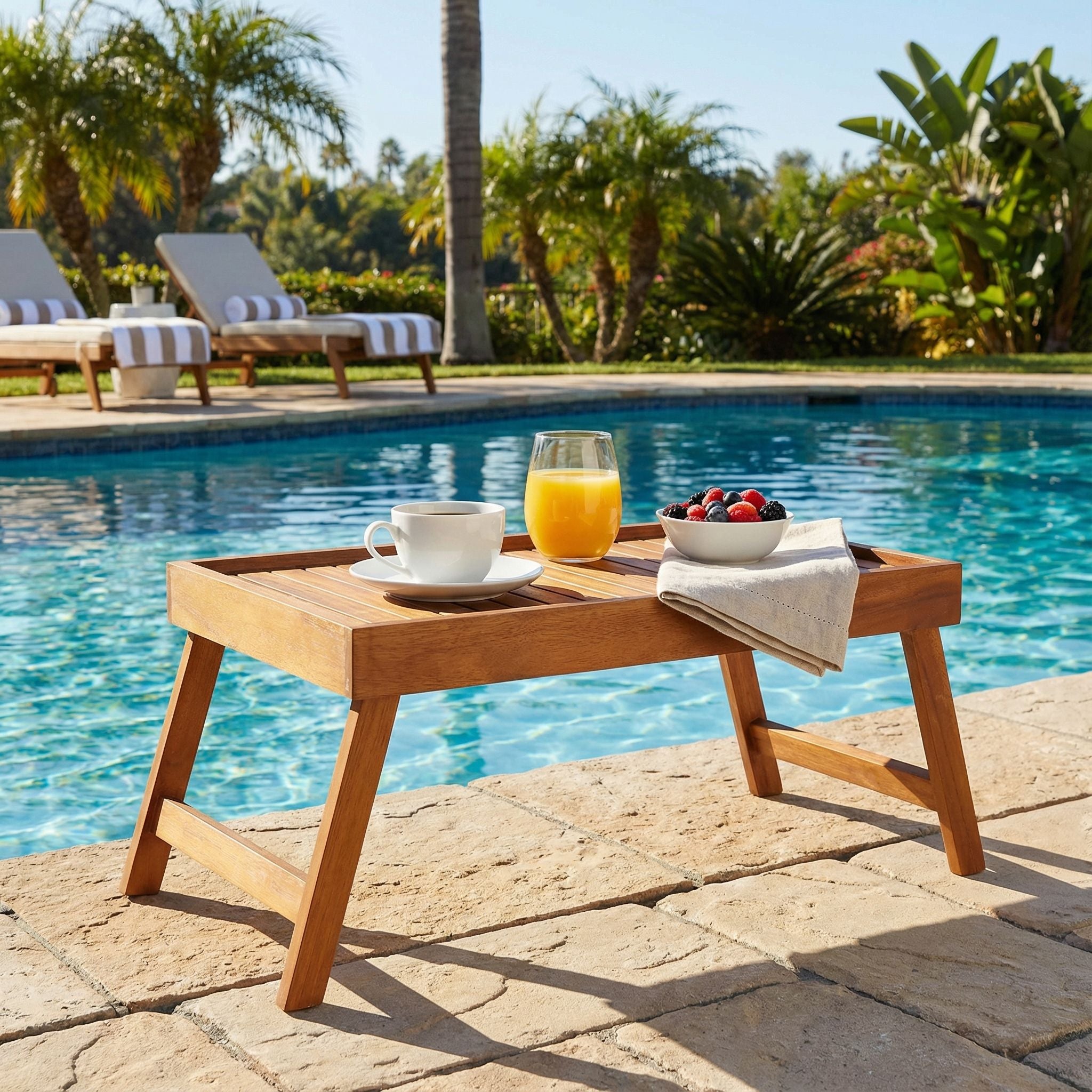 Bare Decor Coco Bed Tray Table in Solid Teak Wood