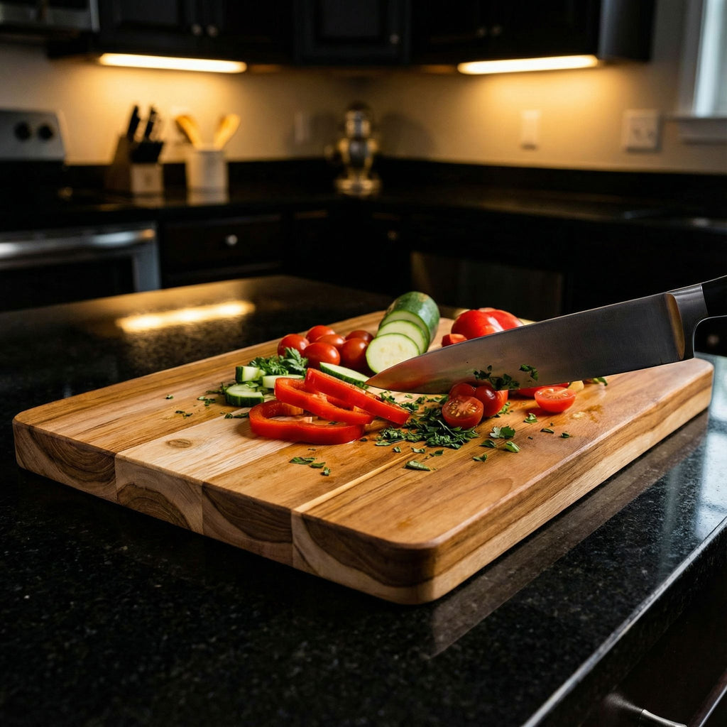 Bare Decor Zoe Butcher Block Countertop Cutting Board in Solid Teak Natural Wood 18x12x1.25