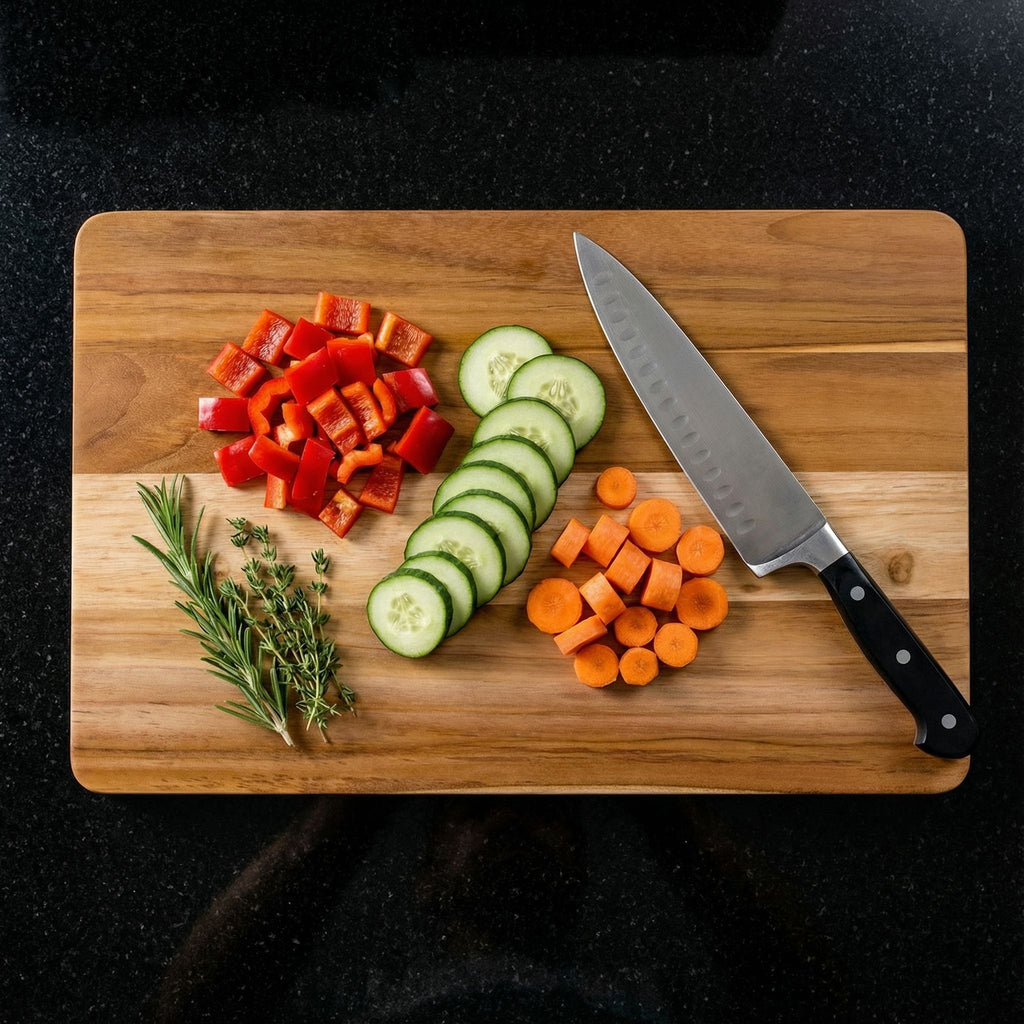Bare Decor Zoe Butcher Block Countertop Cutting Board in Solid Teak Natural Wood 18x12x1.25