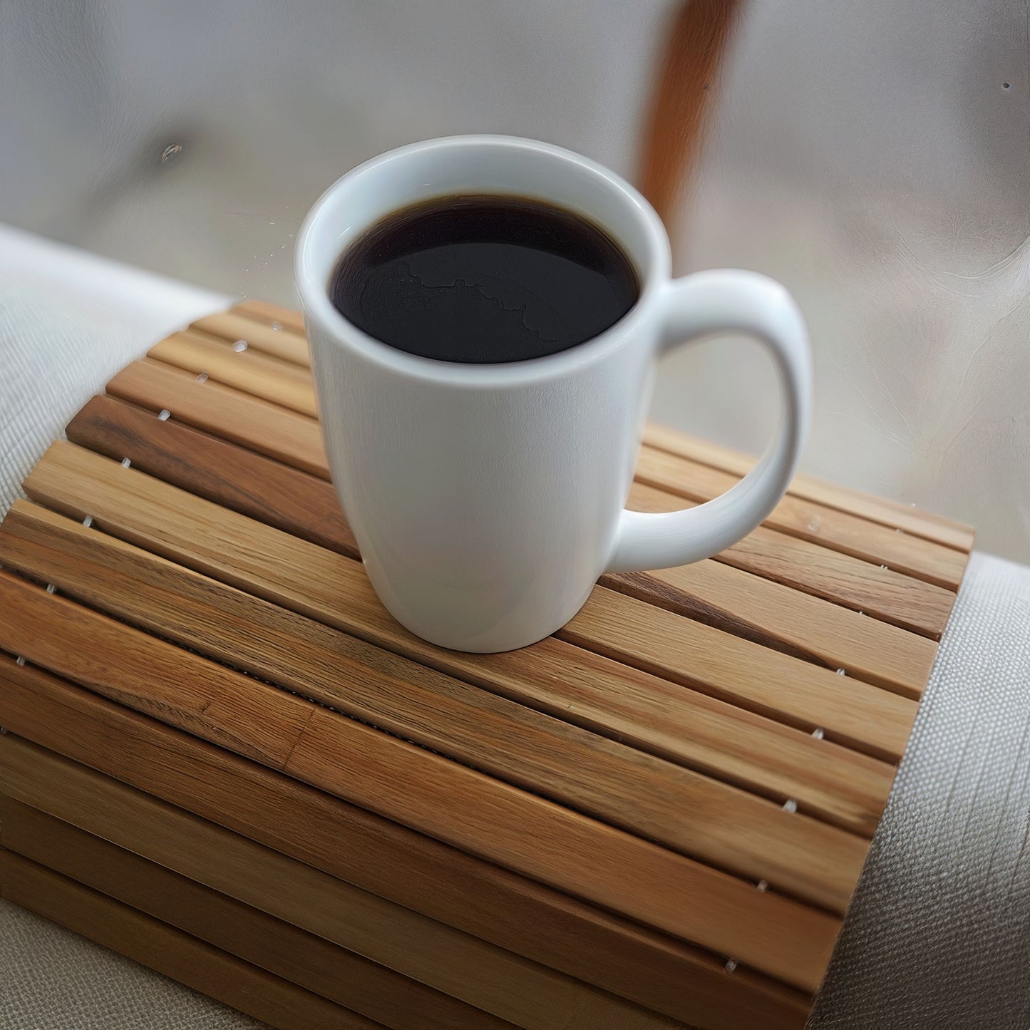 Bare Decor Asi Genuine Teak Wood Flexible Table Top Placemat or Sofa Arm Tray, 1 Mat 19" x 12"