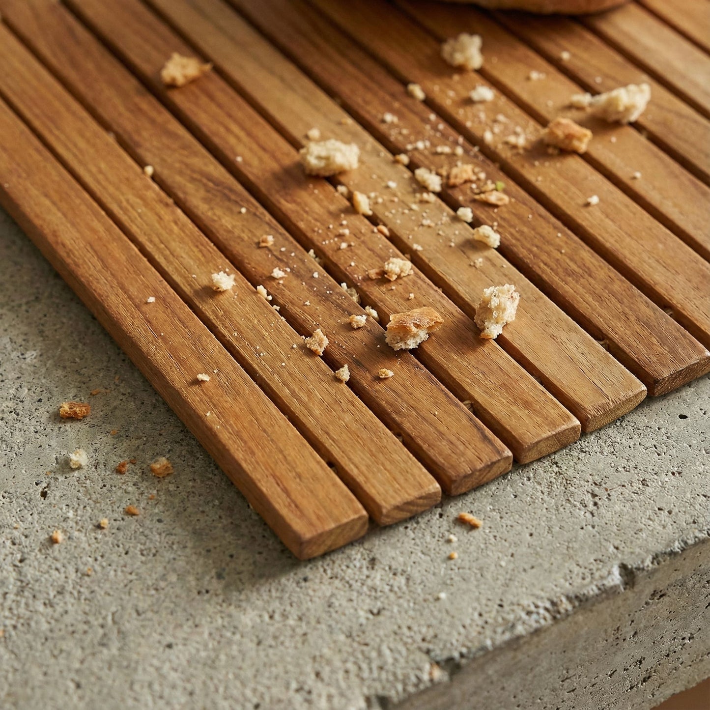 Bare Decor Asi Genuine Teak Wood Flexible Table Top Placemat or Sofa Arm Tray, 1 Mat 19" x 12"