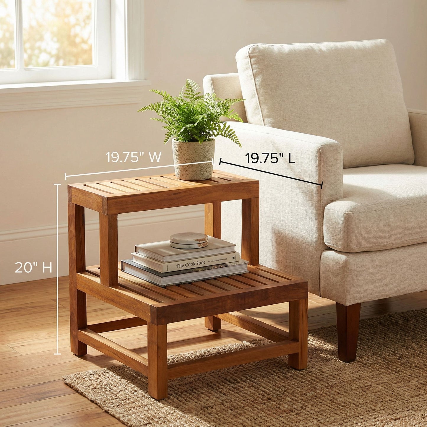 Bare Decor Biggie 2 Tier End Table in Solid Teak Wood