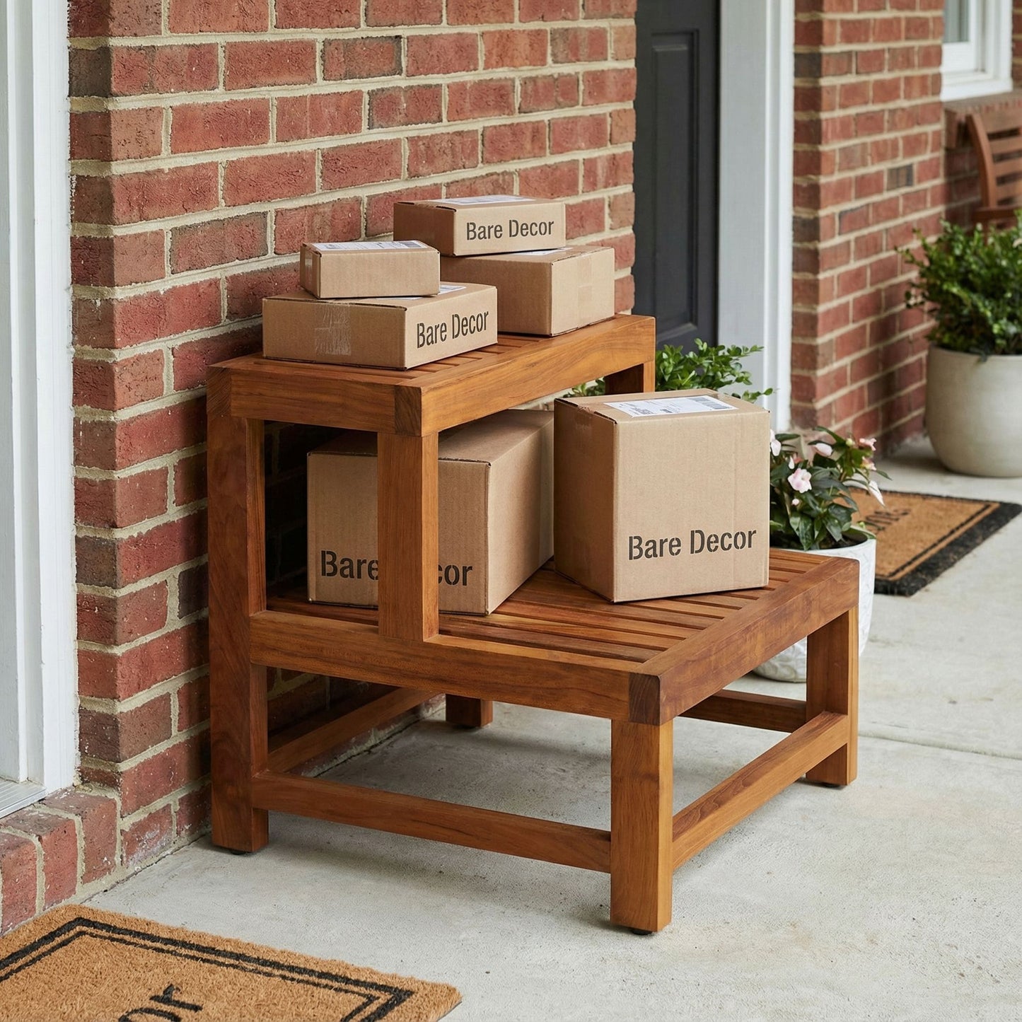 Bare Decor Biggie 2 Tier End Table in Solid Teak Wood