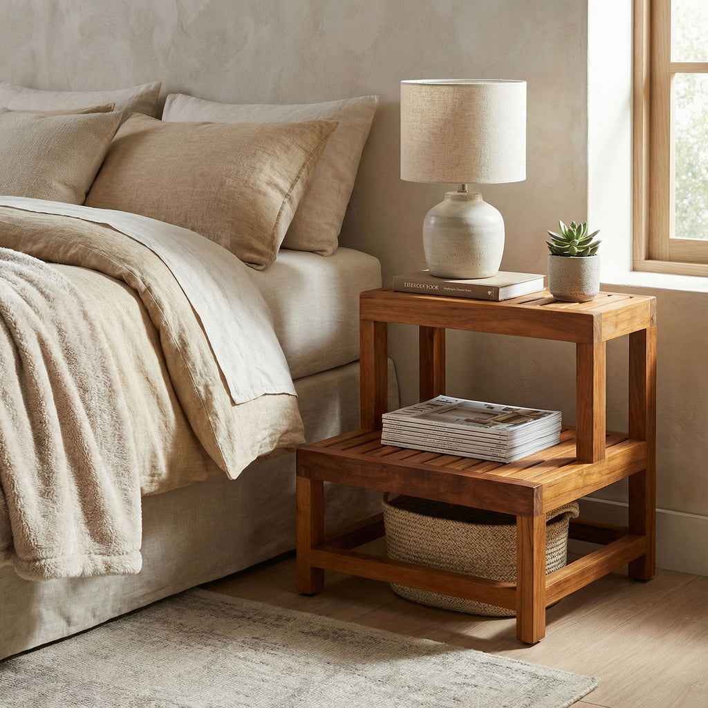 Bare Decor Biggie 2 Tier End Table in Solid Teak Wood