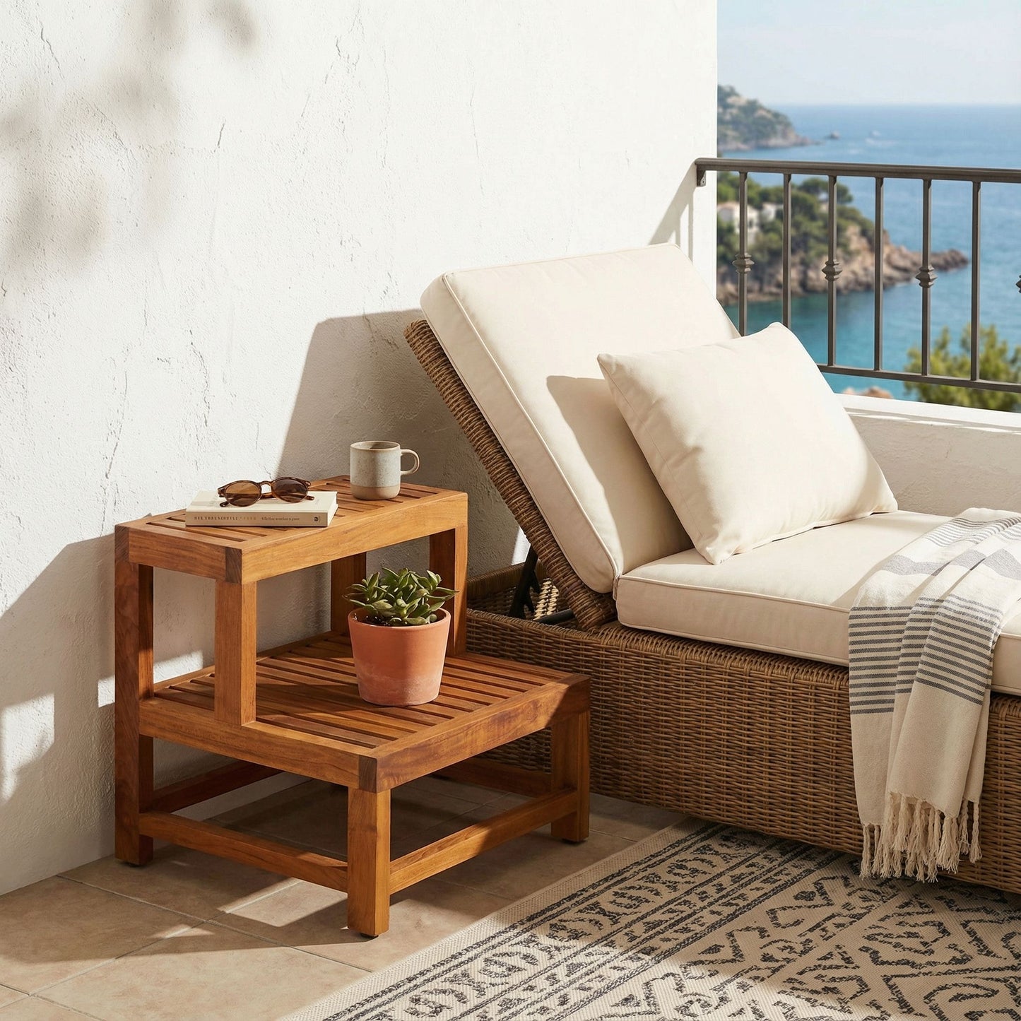 Bare Decor Biggie 2 Tier End Table in Solid Teak Wood