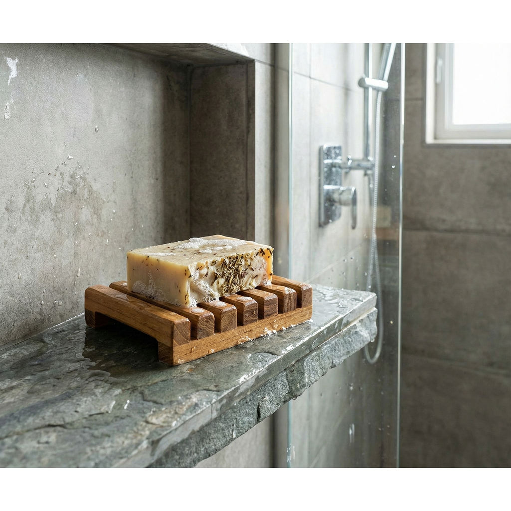 Bare Decor Sudsy Soap Dish, Genuine Teak Wood