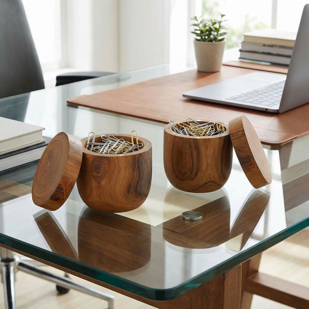 Bare Decor Spezia Teak Spice Bowl with Magnet Top Lid