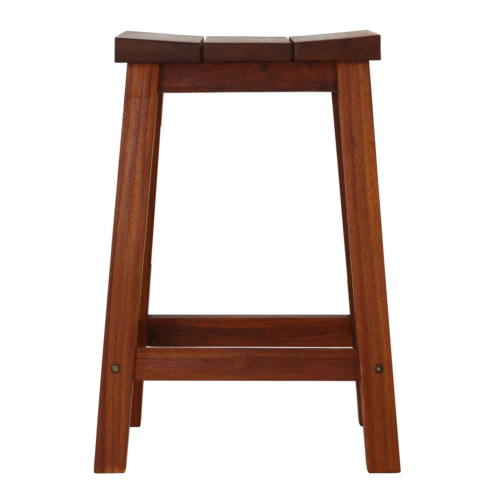 Bare Decor Socorro Solid Teak Wood Backless Counter Stool, 25"