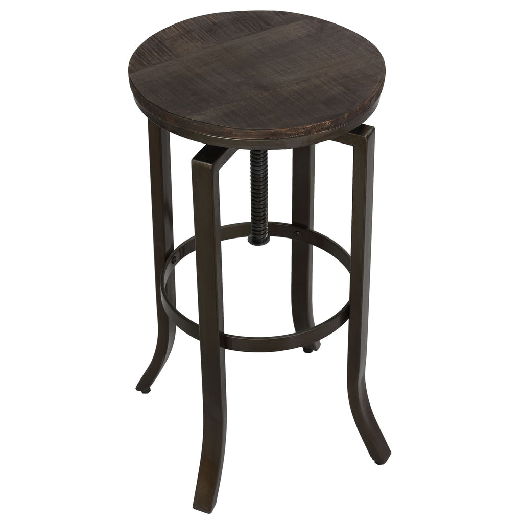 Bare Decor Dartanyan Solid Wood Adjustable Height Counter Stool, Brown 14" Seat