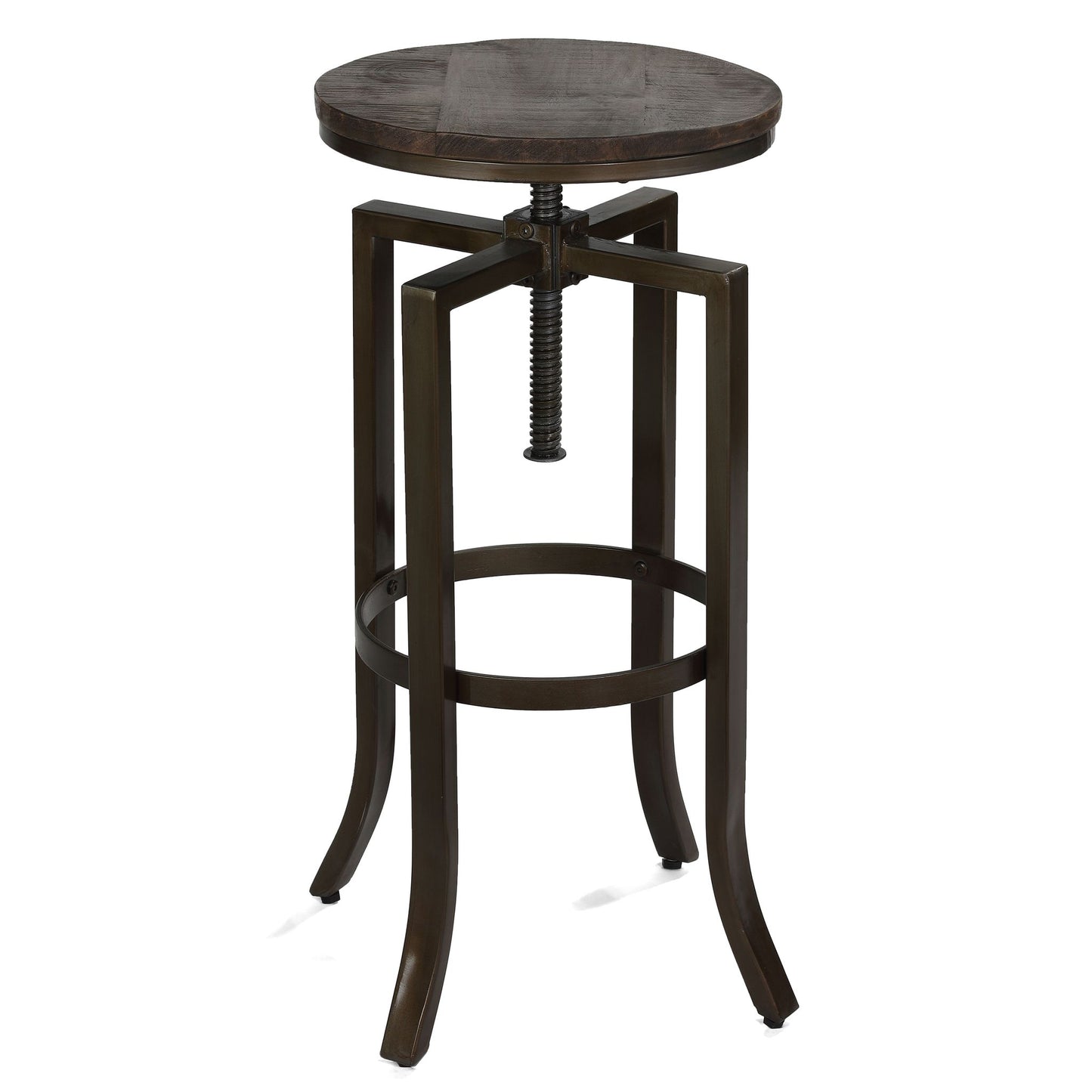 Bare Decor Dartanyan Solid Wood Adjustable Height Counter Stool, Brown 14" Seat