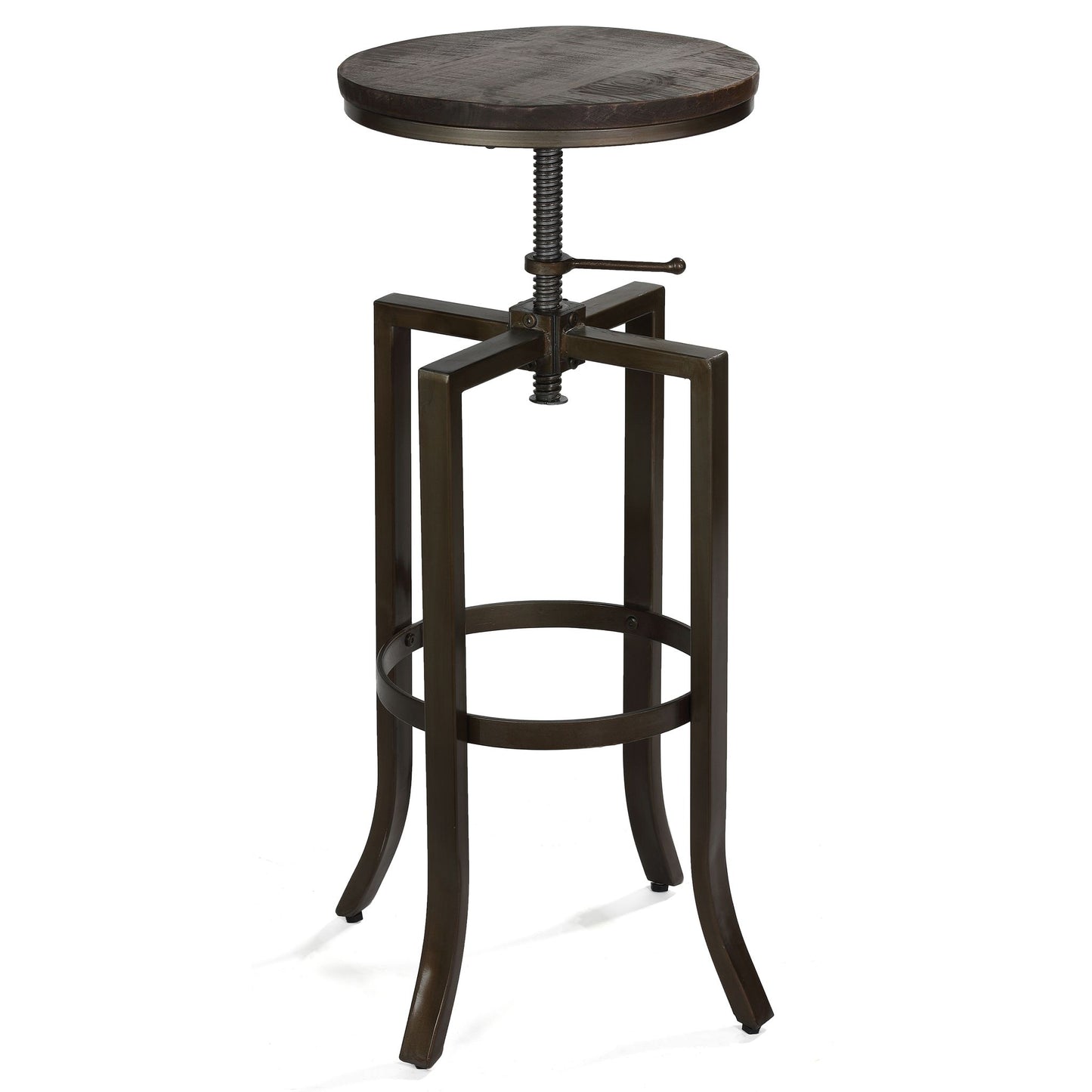 Bare Decor Dartanyan Solid Wood Adjustable Height Counter Stool, Brown 14" Seat