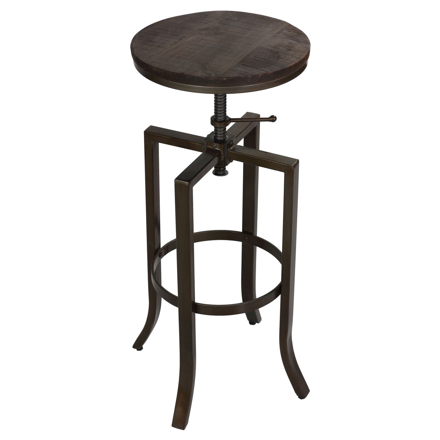 Bare Decor Dartanyan Solid Wood Adjustable Height Counter Stool, Brown 14" Seat