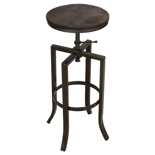 Bare Decor Dartanyan Solid Wood Adjustable Height Counter Stool, Brown 14" Seat