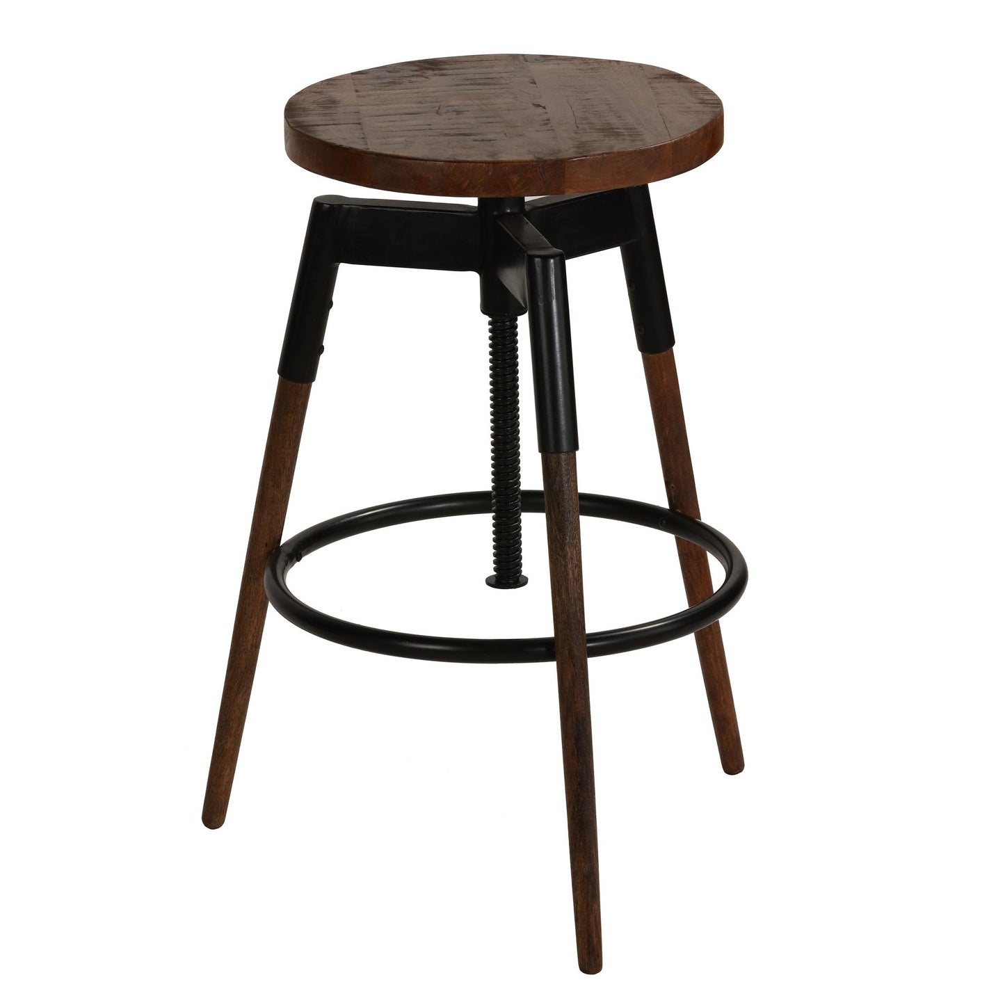 Bare Decor Cardinal Solid Wood Adjustable Swivel Bar Stool, 25 to 30 inches