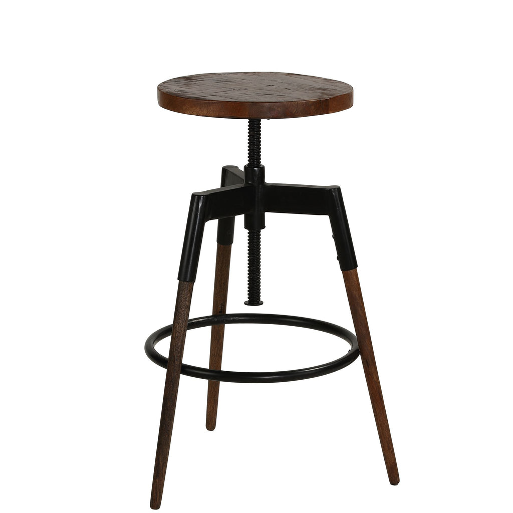 Bare Decor Cardinal Solid Wood Adjustable Swivel Bar Stool, 25 to 30 inches