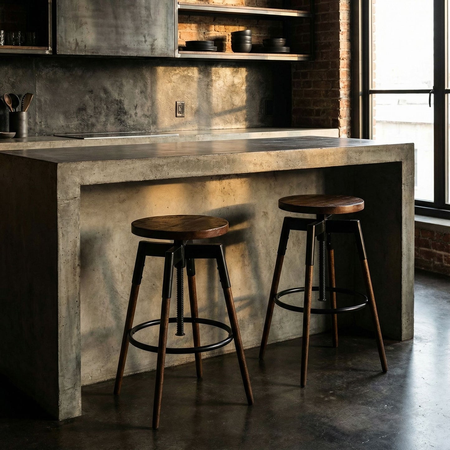 Bare Decor Cardinal Solid Wood Adjustable Swivel Bar Stool, 25 to 30 inches