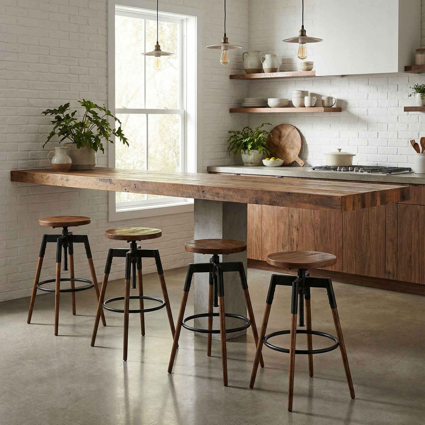 Bare Decor Cardinal Solid Wood Adjustable Swivel Bar Stool, 25 to 30 inches