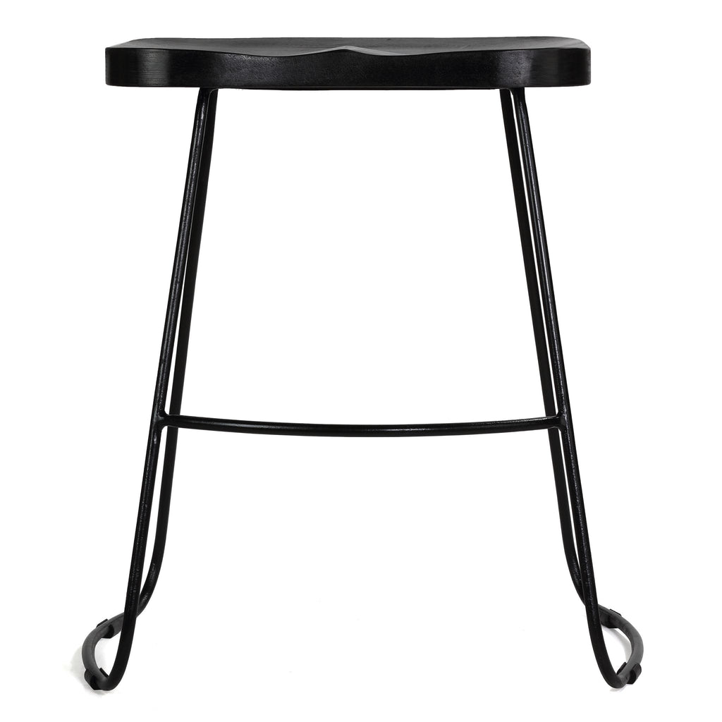 Bare Decor Benjamin Solid Wood Counter Height Stools in Black, Set of 2