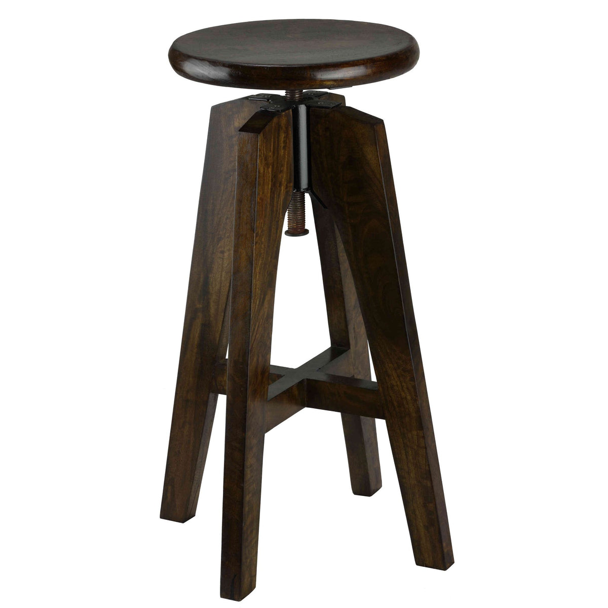 Bare Decor Rorie Adjustable Swivel Counter Stool in Solid Wood