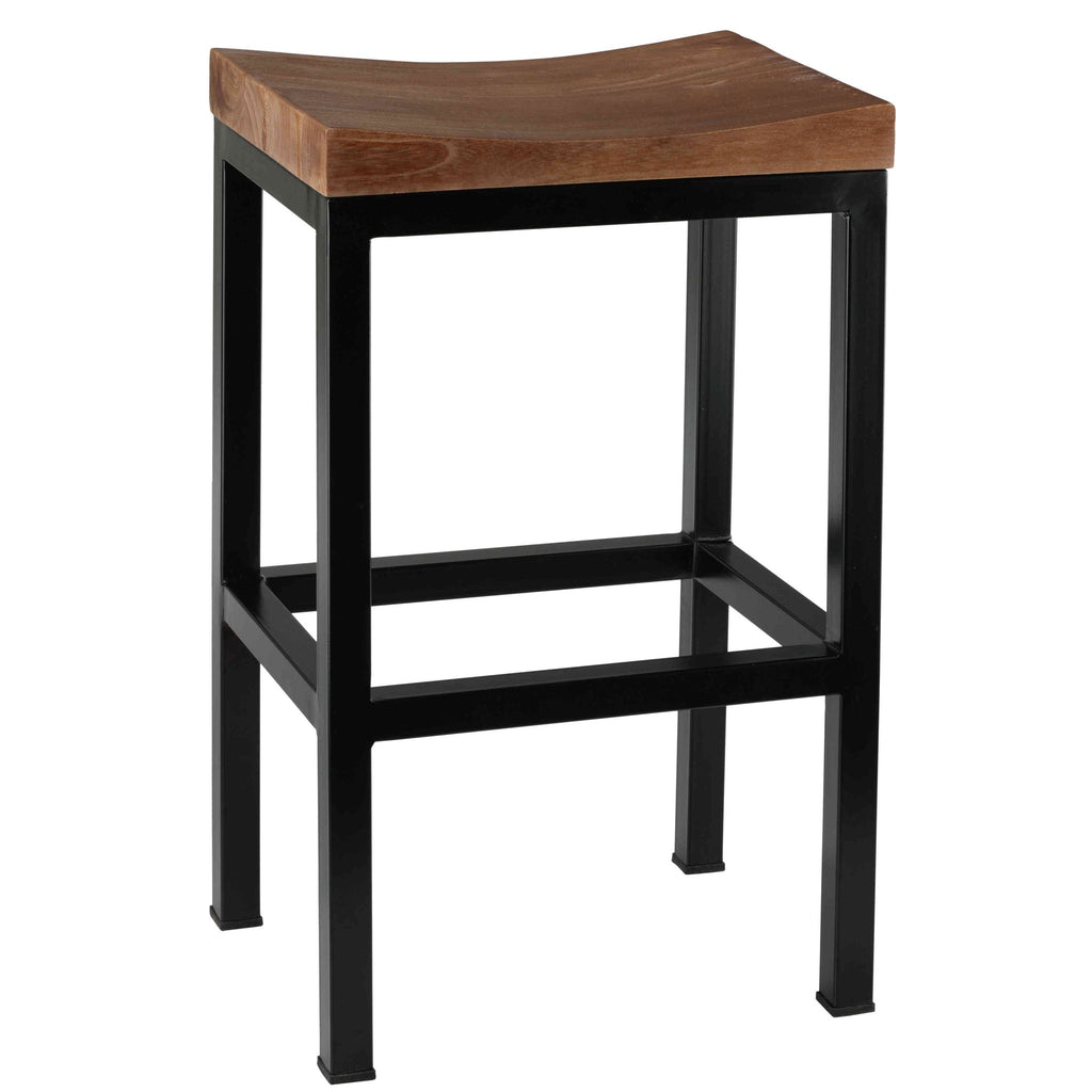 Bare Decor Kitta Metal Barstool with Solid Wood Seat
