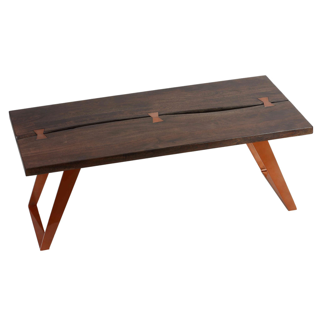 Bare Decor Admiral Wood Coffee Table with Steel Frame