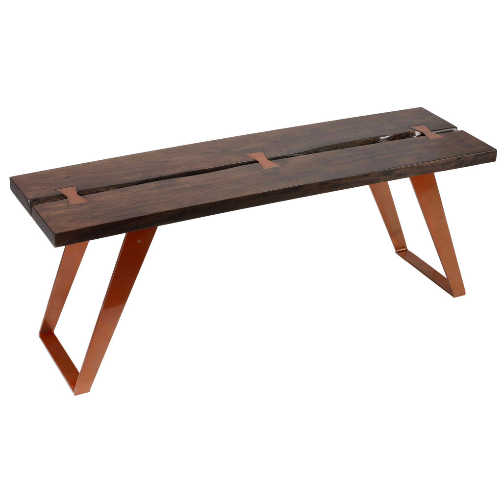 Bare Decor Admiral Wood Dining Bench with Steel Frame, 63"