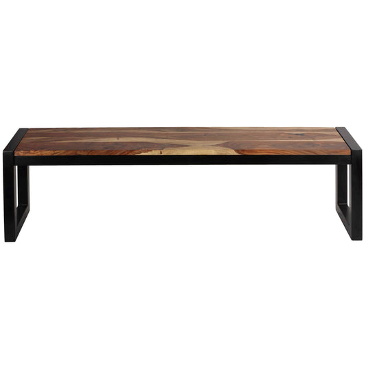 Bare Decor Delia Wood Dining Bench with Metal Base