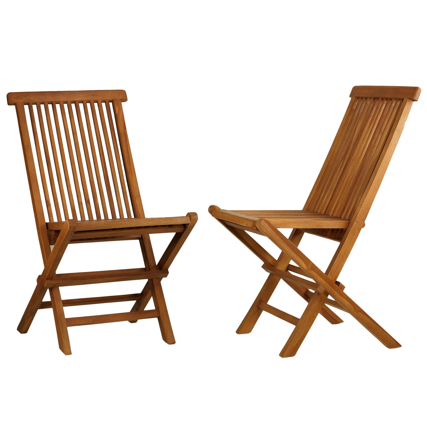 Bare Decor Vega Golden Teak Wood Outdoor Folding Chair (Set of 2)