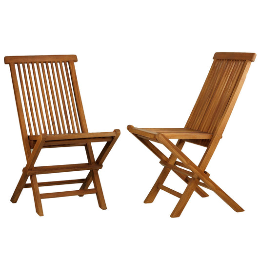 Bare Decor Vega Golden Teak Wood Outdoor Folding Chair (Set of 2)