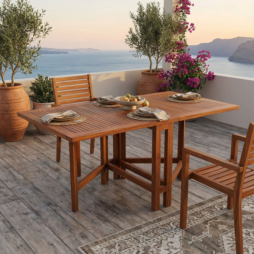 Bare Decor Emery Double Leaf Butterfly Folding Dining Table, Teak
