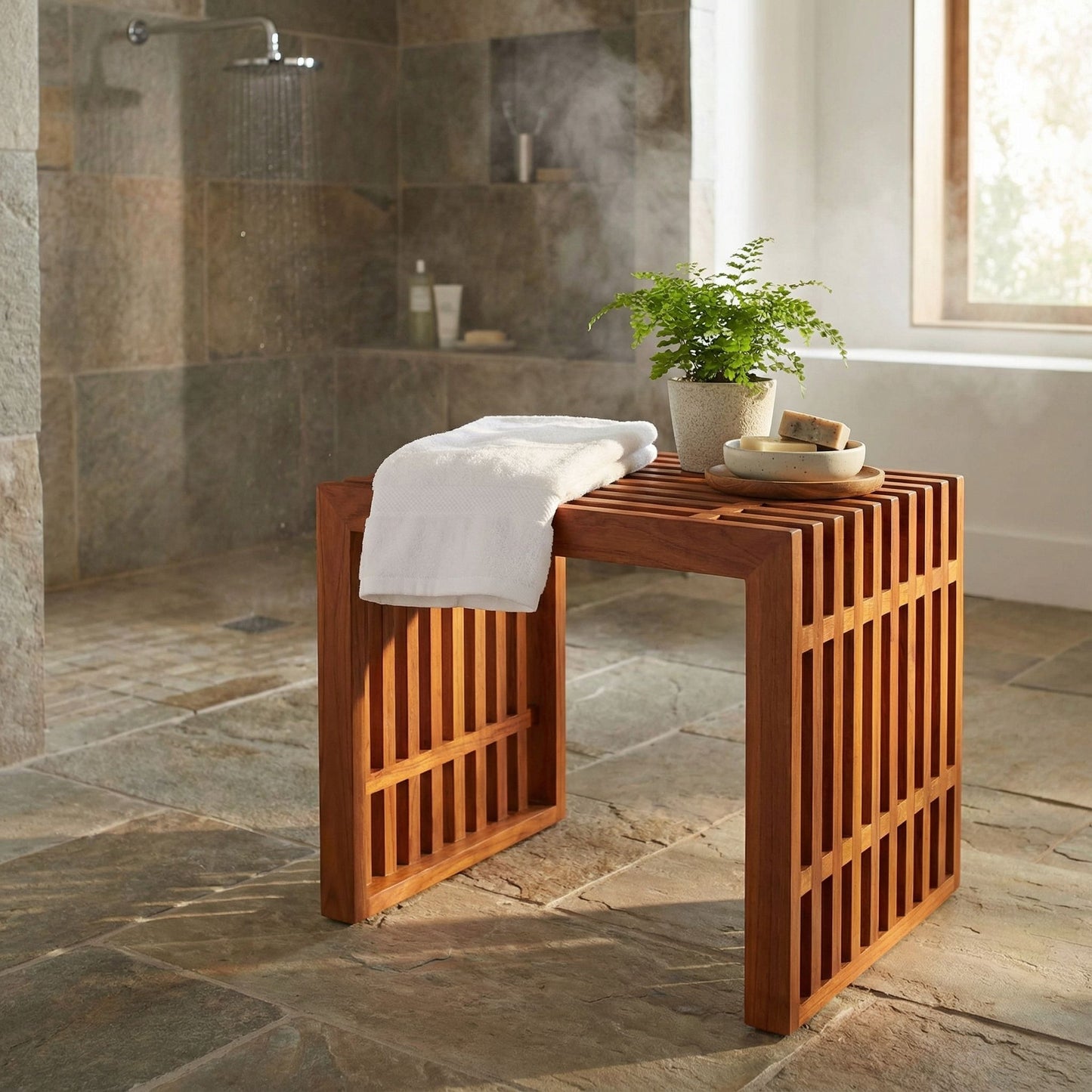 Bare Decor Slotted Arch Accent Table in Solid Teak Wood
