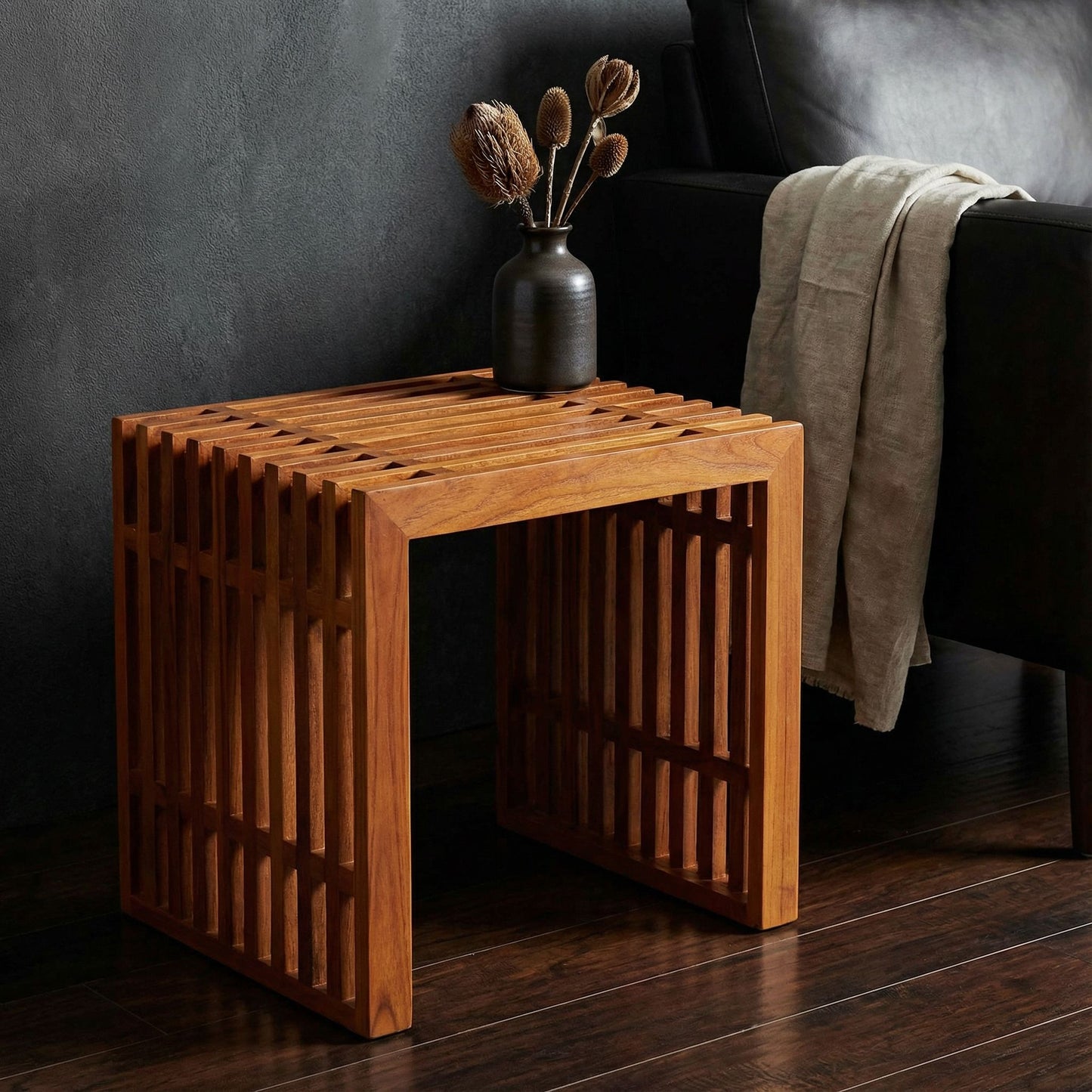 Bare Decor Slotted Arch Accent Table in Solid Teak Wood