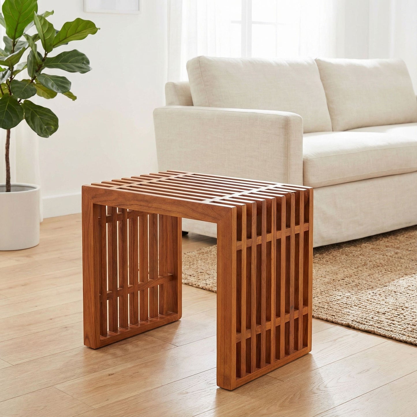 Bare Decor Slotted Arch Accent Table in Solid Teak Wood