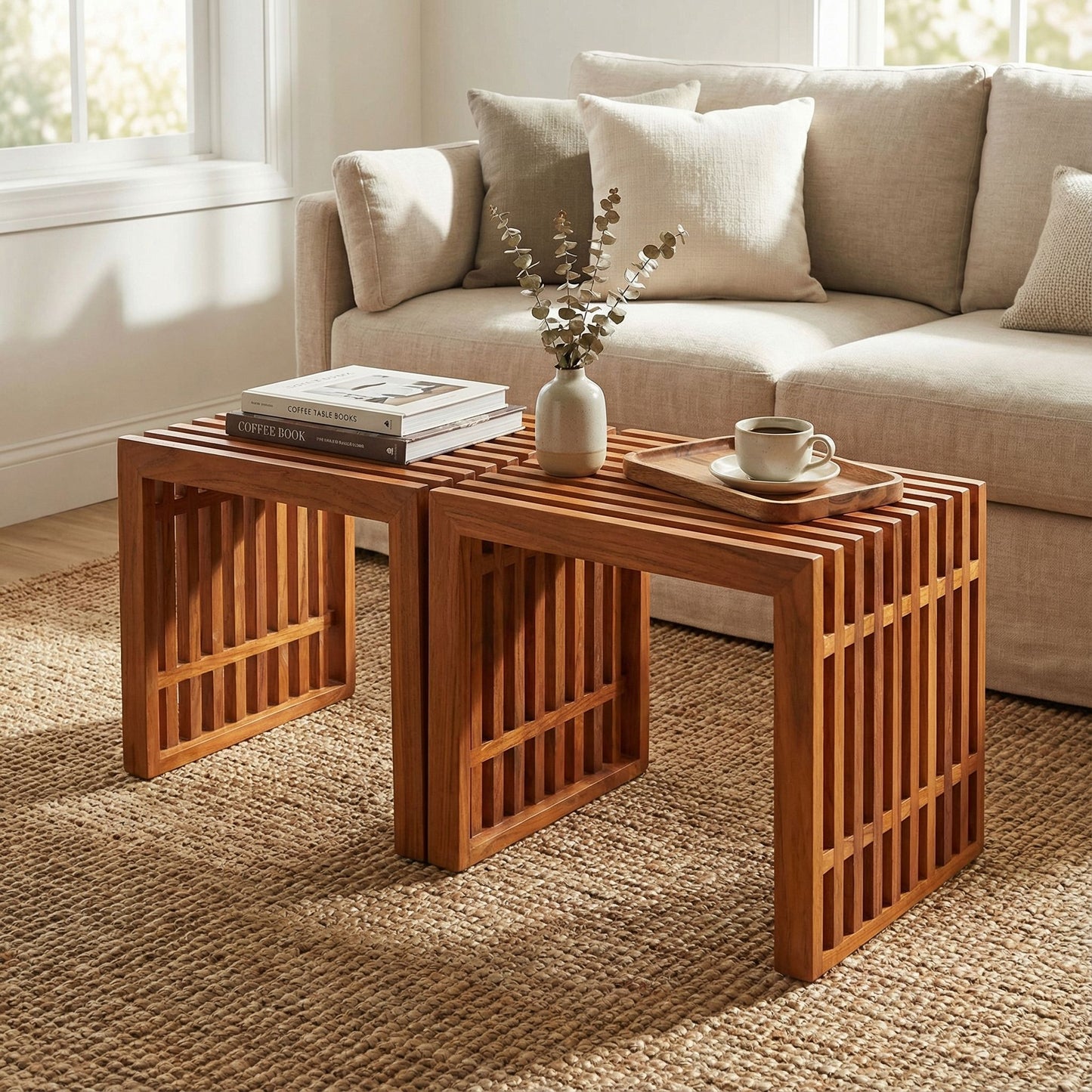Bare Decor Slotted Arch Accent Table in Solid Teak Wood