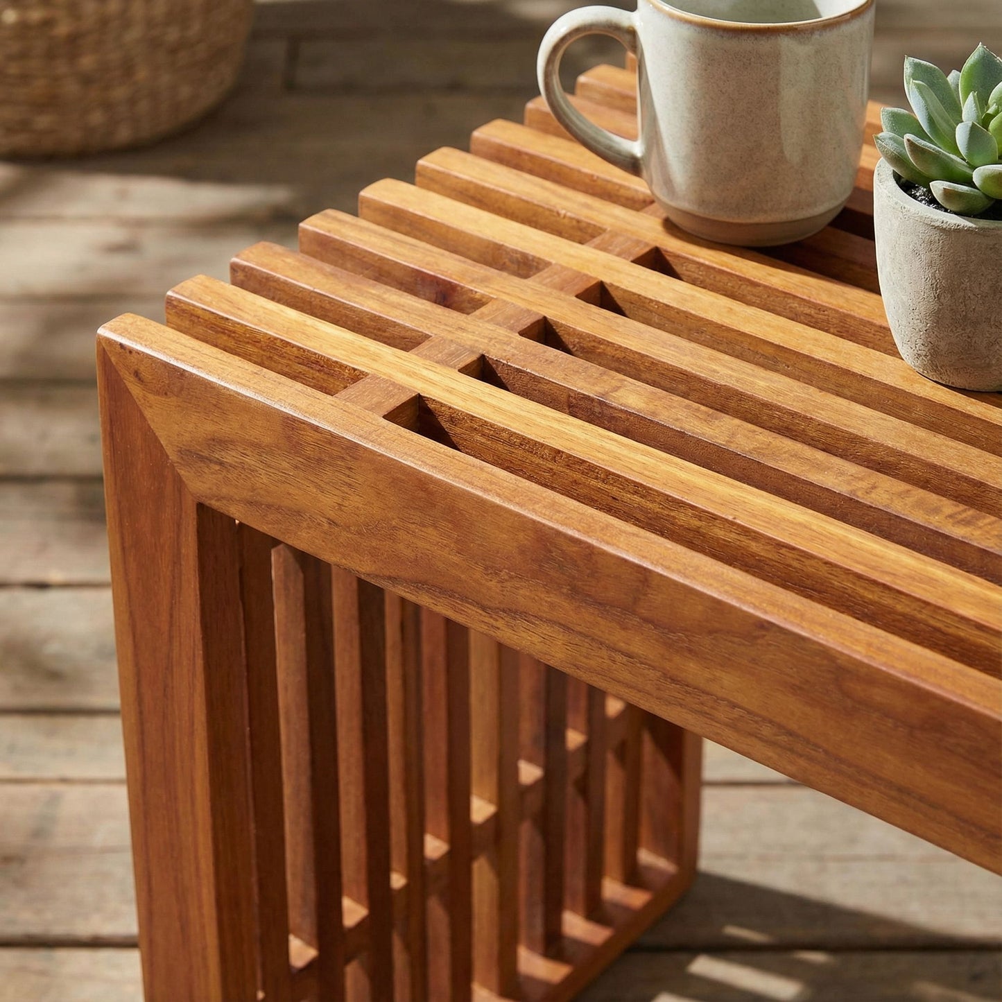 Bare Decor Slotted Arch Accent Table in Solid Teak Wood