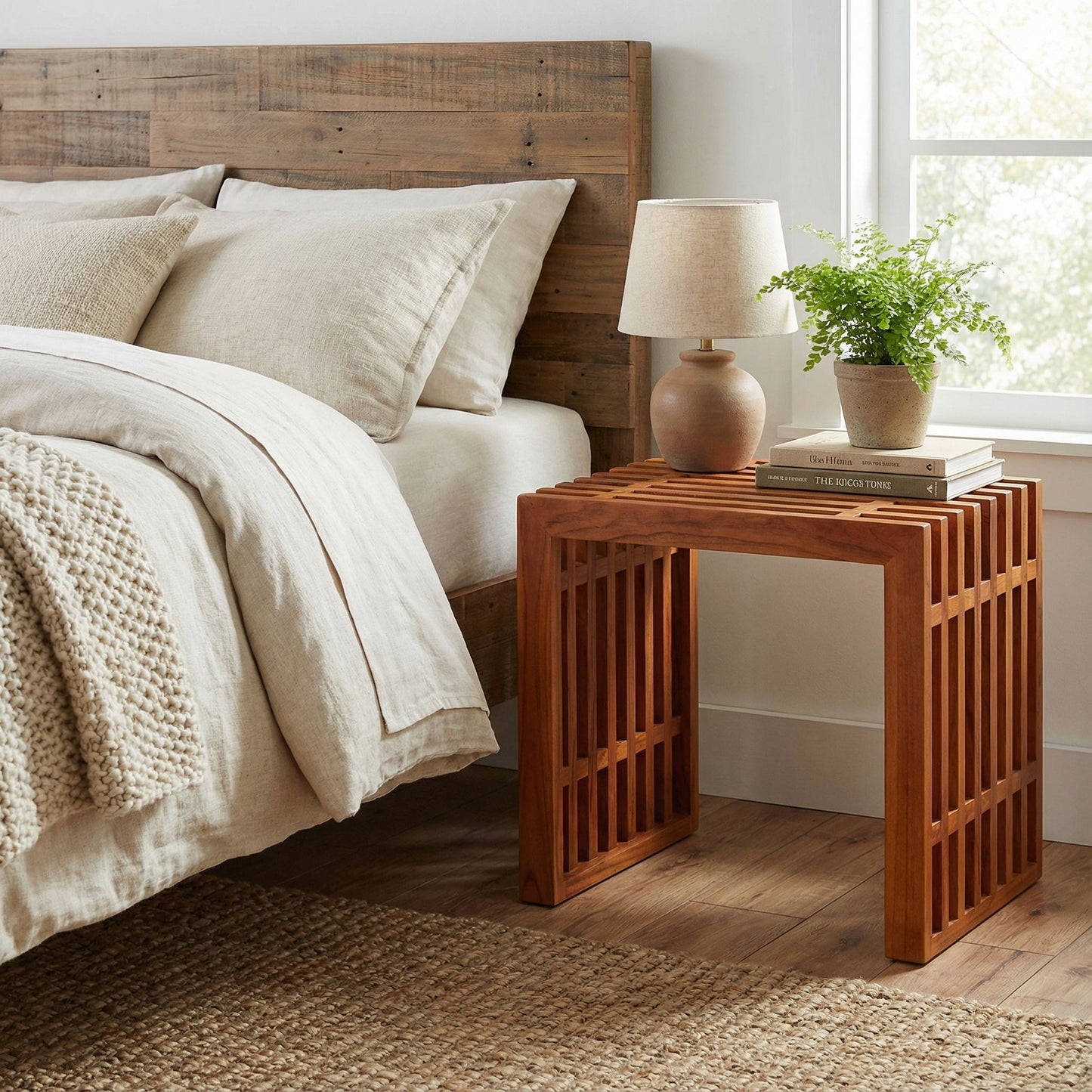 Bare Decor Slotted Arch Accent Table in Solid Teak Wood