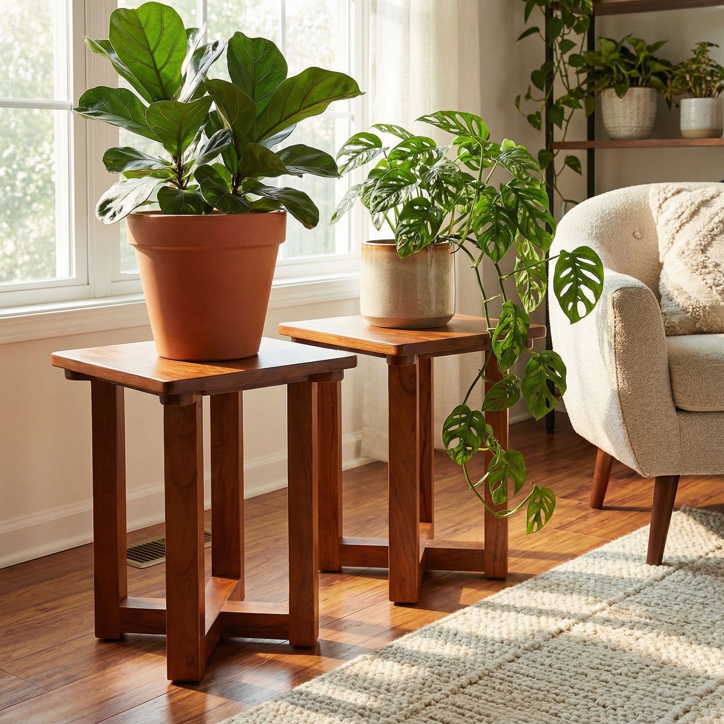 Bare Decor Faro Solid Teak Wood Small End Side Table, Square 14x14x17