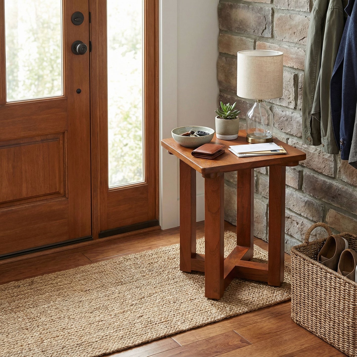 Bare Decor Faro Solid Teak Wood Small End Side Table, Square 14x14x17