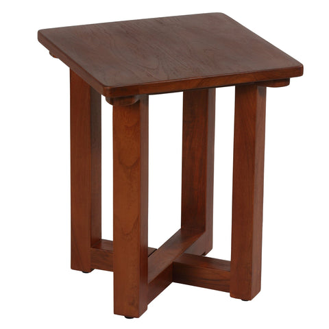 Bare Decor Faro Solid Teak Wood Small End Side Table, Square 14x14x17