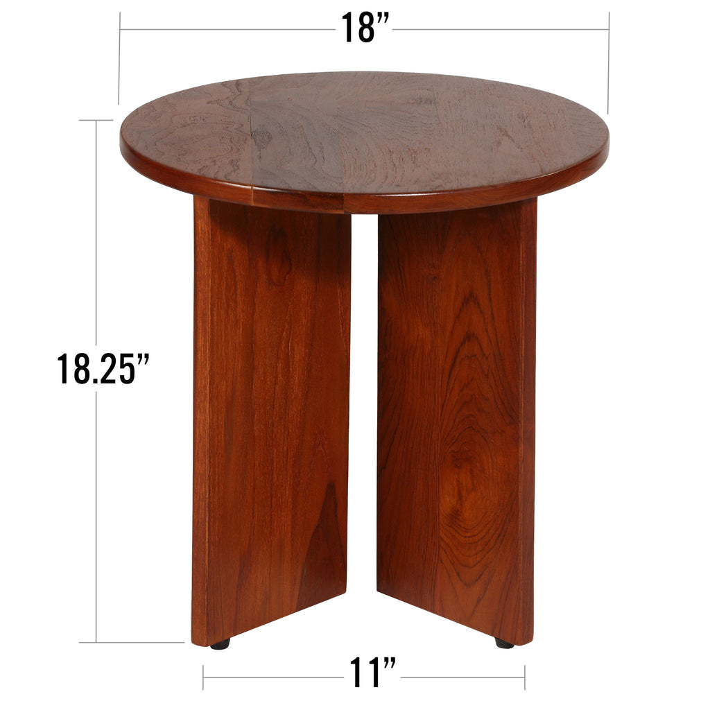 Bare Decor Mares Round Accent Table in Solid Teak Wood 18x18x18