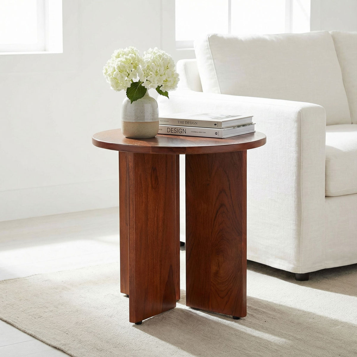 Bare Decor Mares Round Accent Table in Solid Teak Wood 18x18x18