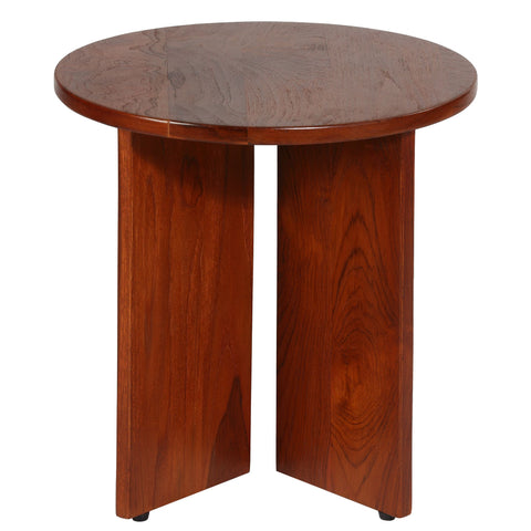 Bare Decor Mares Round Accent Table in Solid Teak Wood 18x18x18