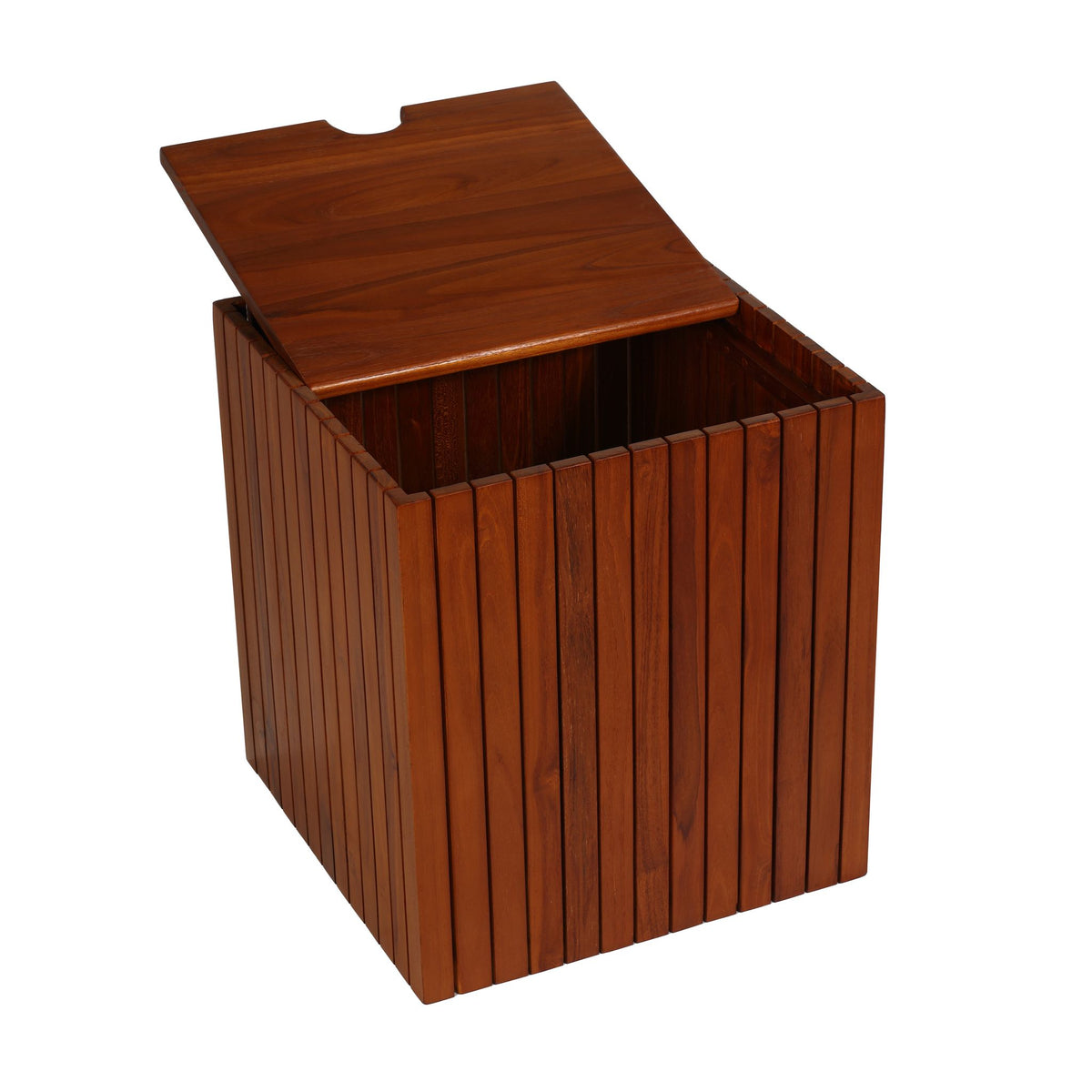 Bare Decor Kiev Solid Teak Storage Basket Box with Lid,17x17x20