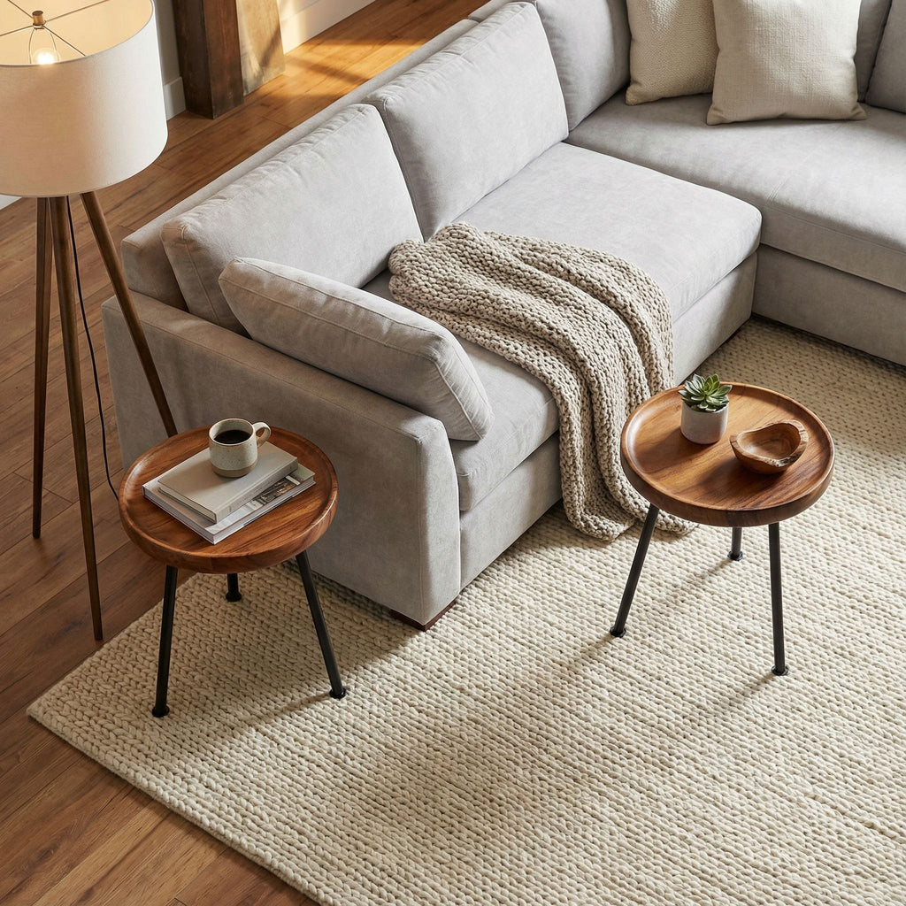 Bare Decor Kuzko Solid Teak Wood Small Side Table, 15" Round