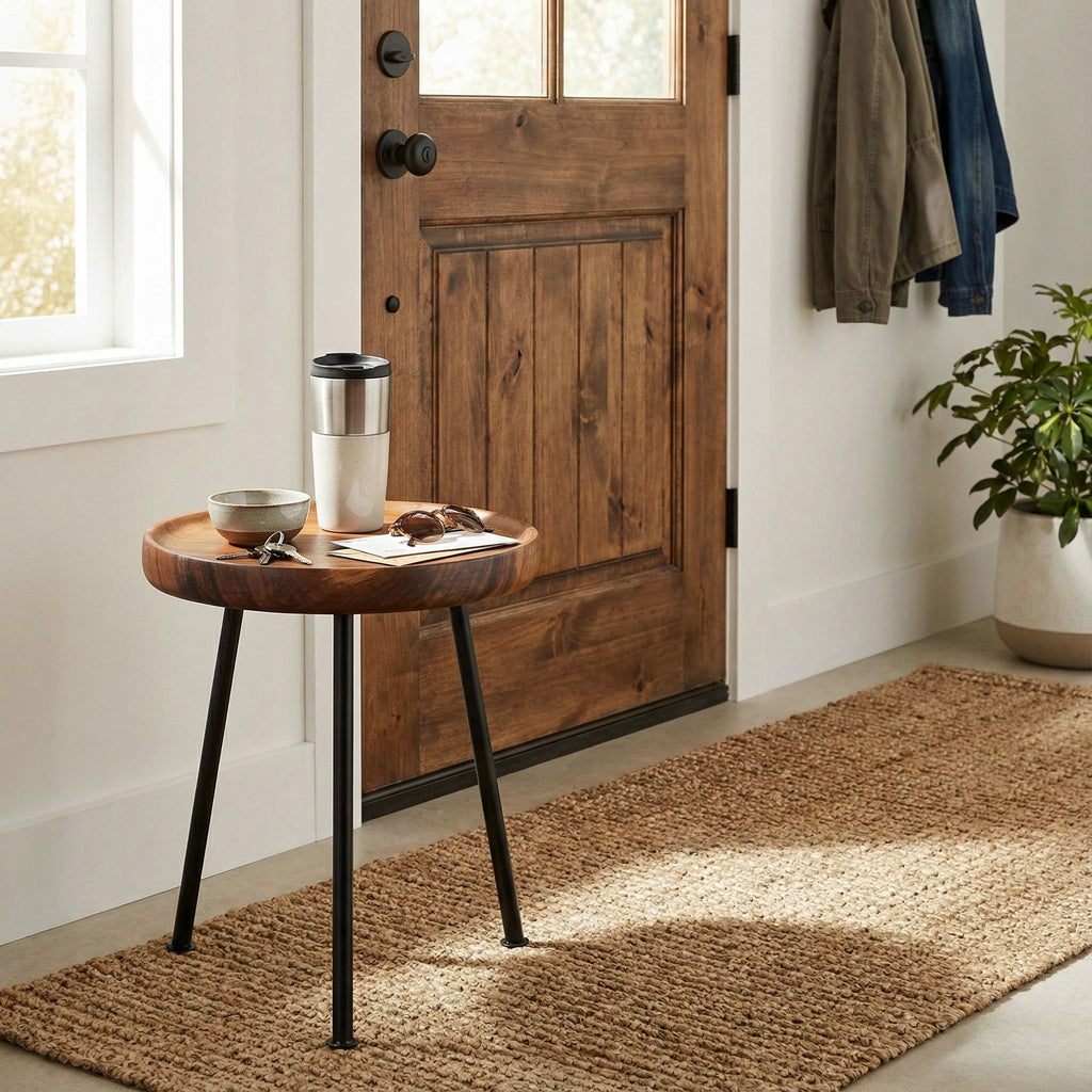 Bare Decor Kuzko Solid Teak Wood Small Side Table, 15" Round