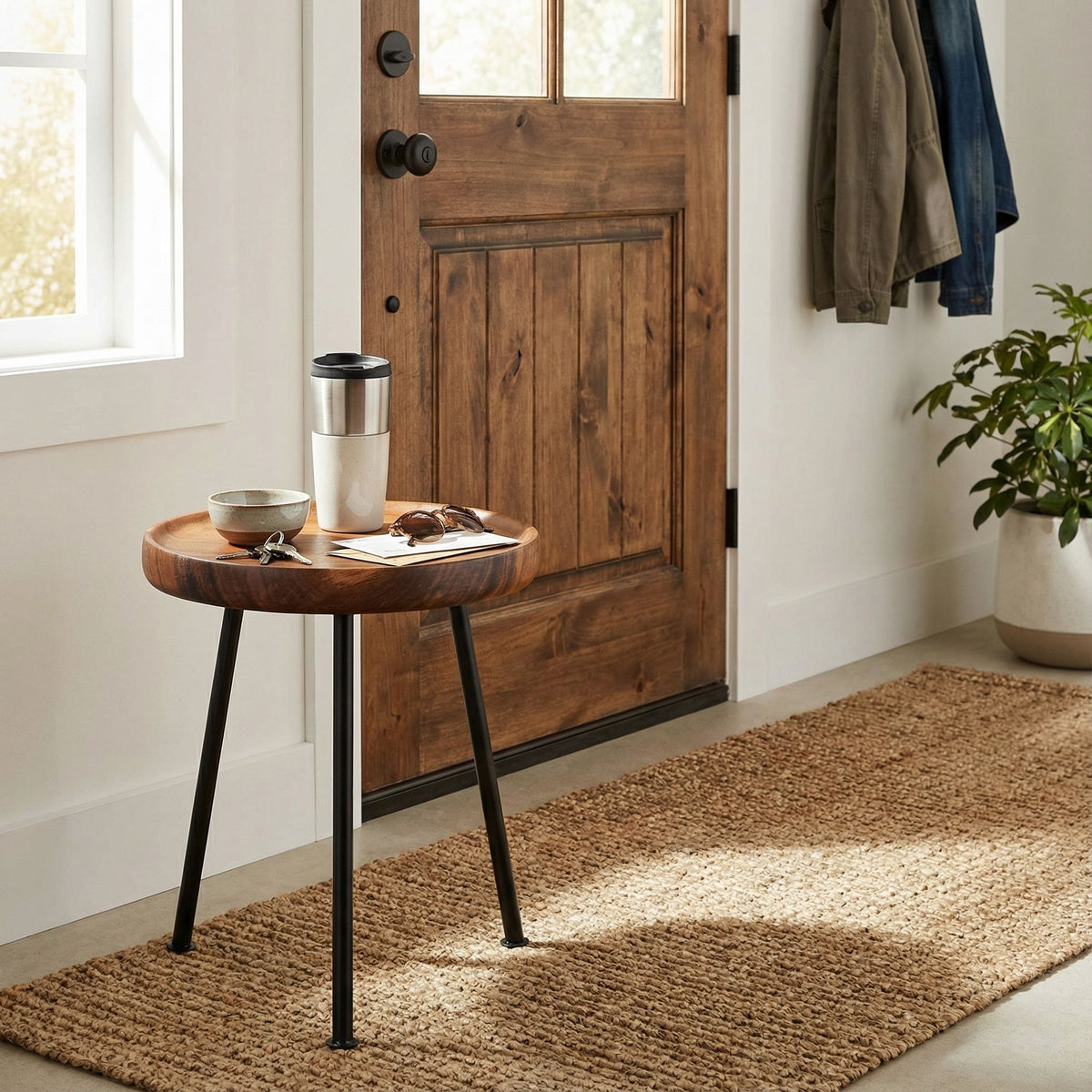 Bare Decor Kuzko Solid Teak Wood Small Side Table, 15" Round