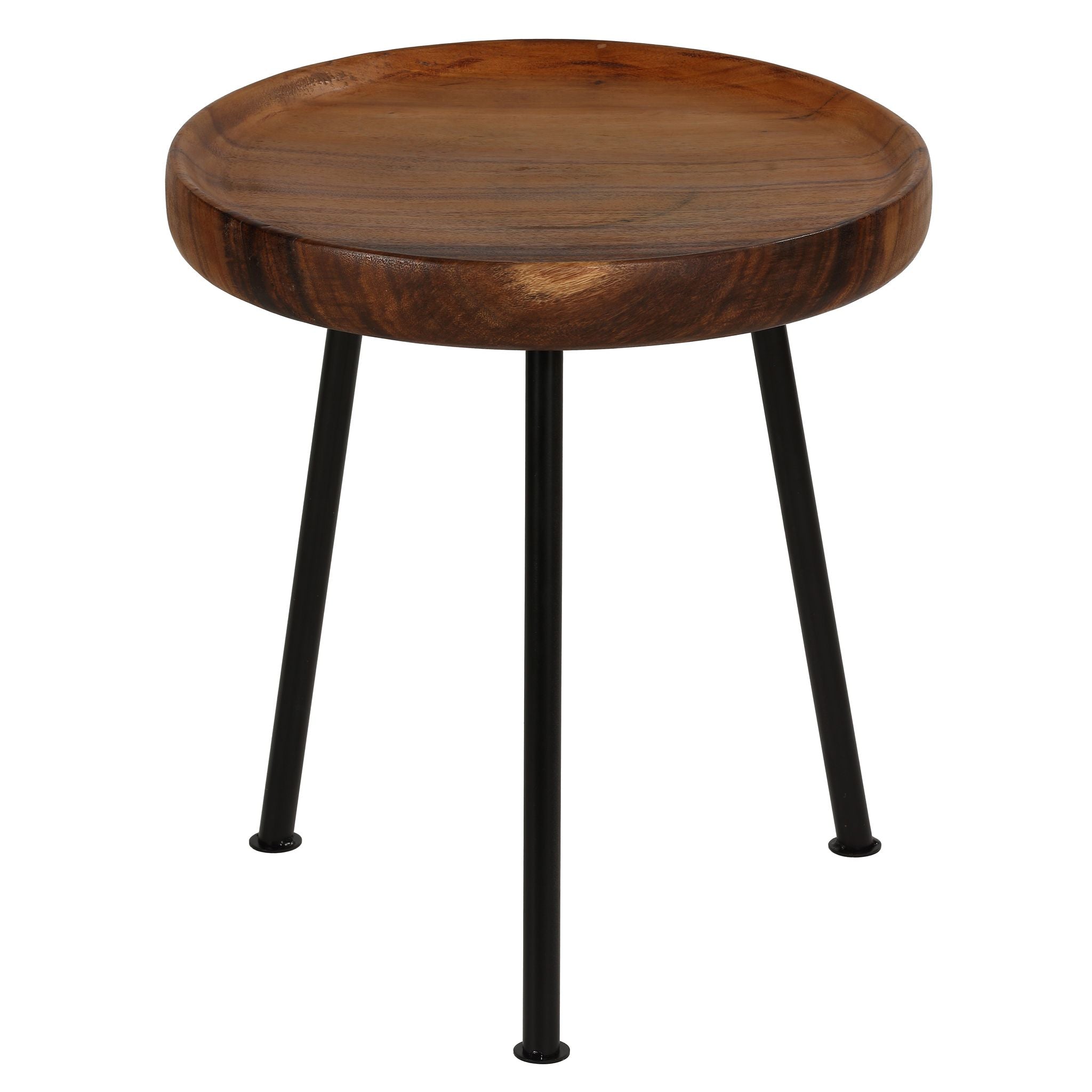 Bare Decor Kuzko Solid Teak Wood Small Side Table, 15" Round