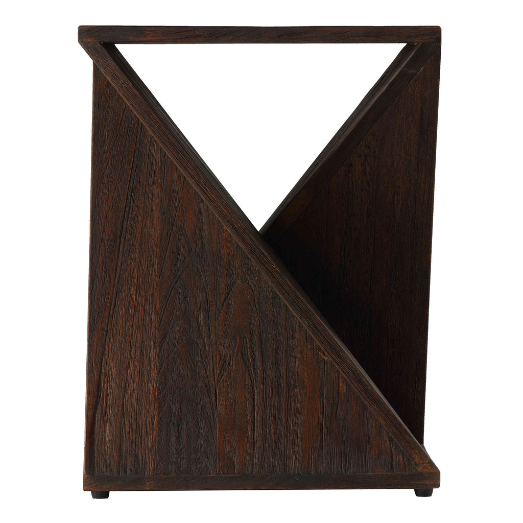 Bare Decor Twister End Table in Reclaimed Solid Teak Wood, Brown
